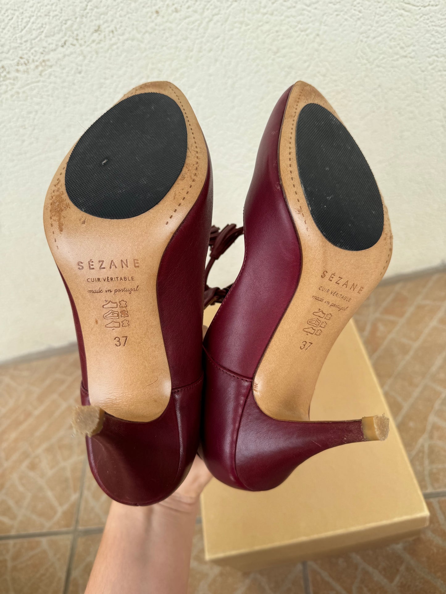 Talons Sézane bordeaux cuir Pointure 37