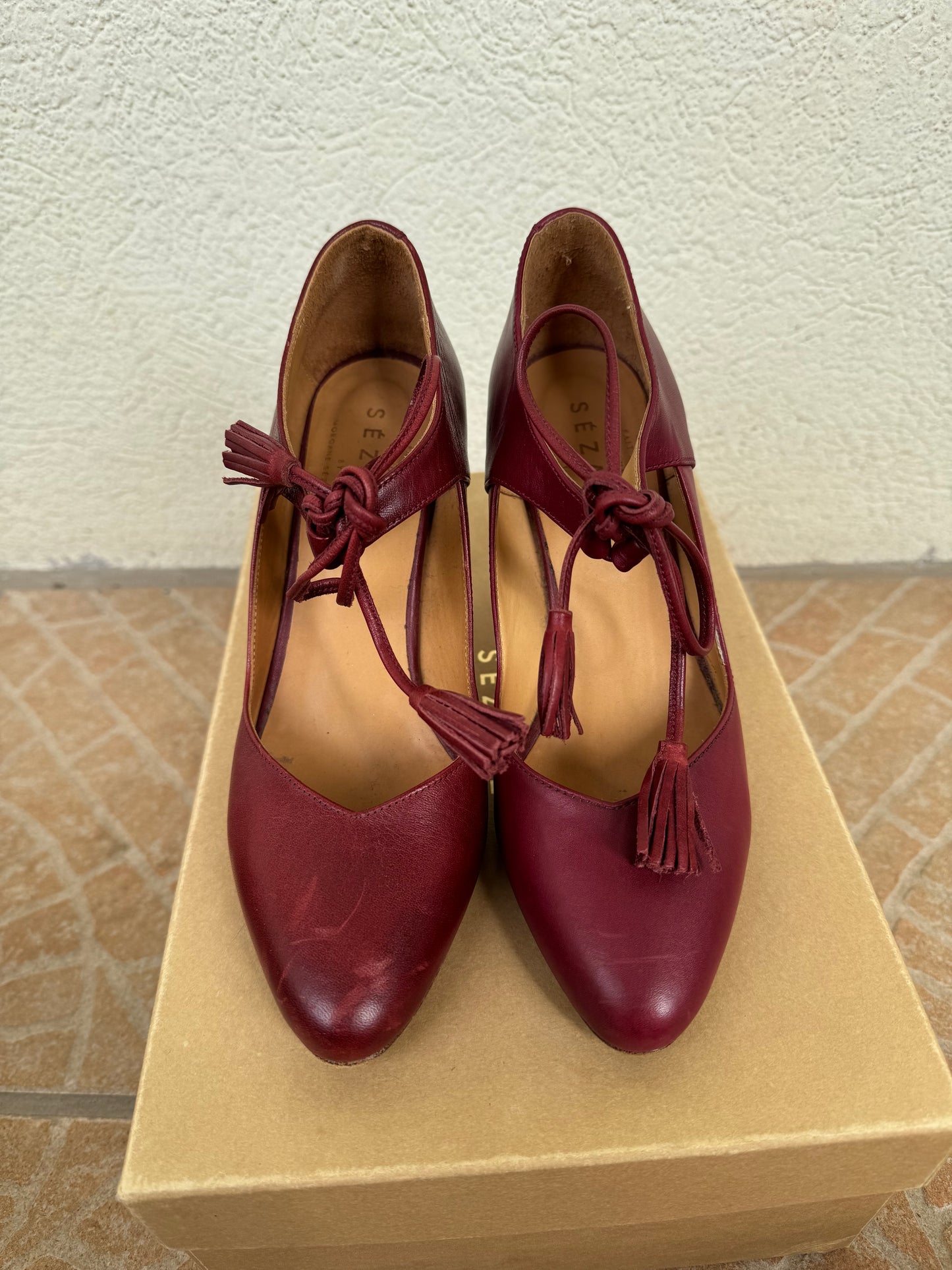 Talons Sézane bordeaux cuir Pointure 37