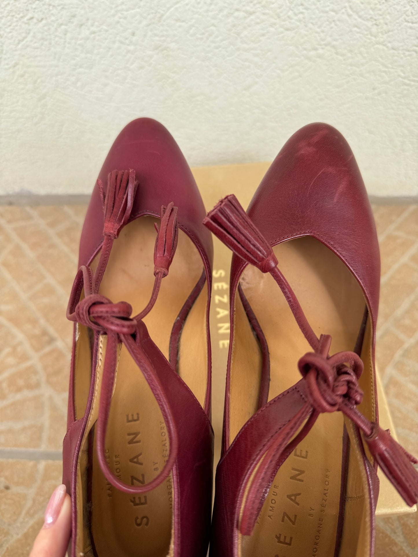 Talons Sézane bordeaux cuir Pointure 37