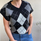 Pull sans manche Made in Italy carreaux Taille Unique (36/44)