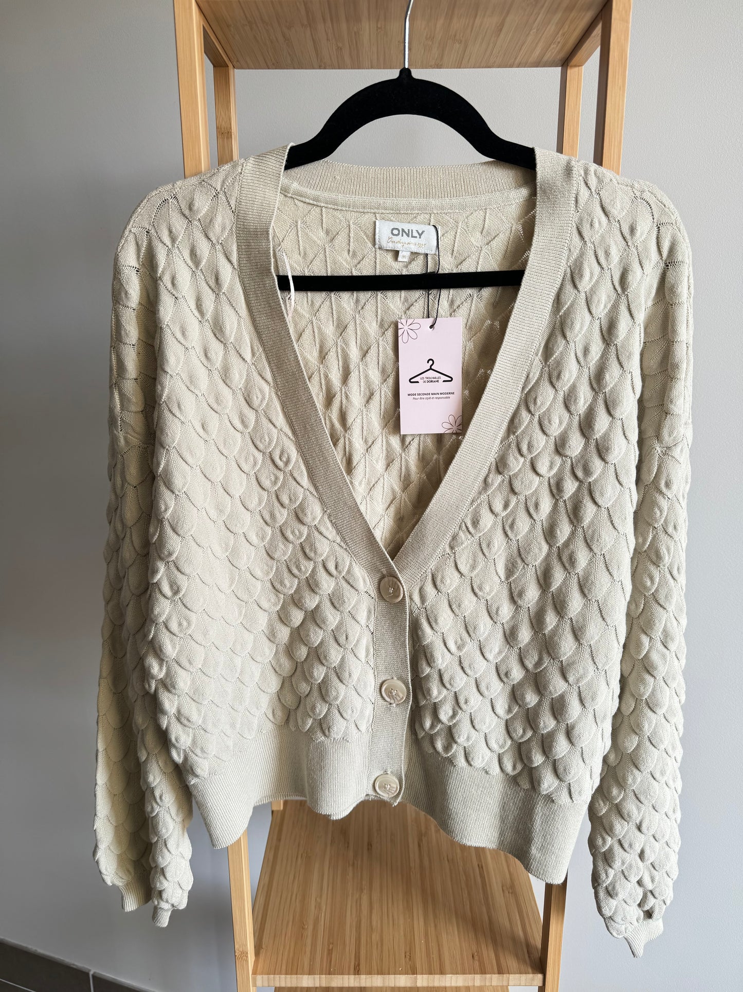 Cardigan Only mailles beiges Taille M
