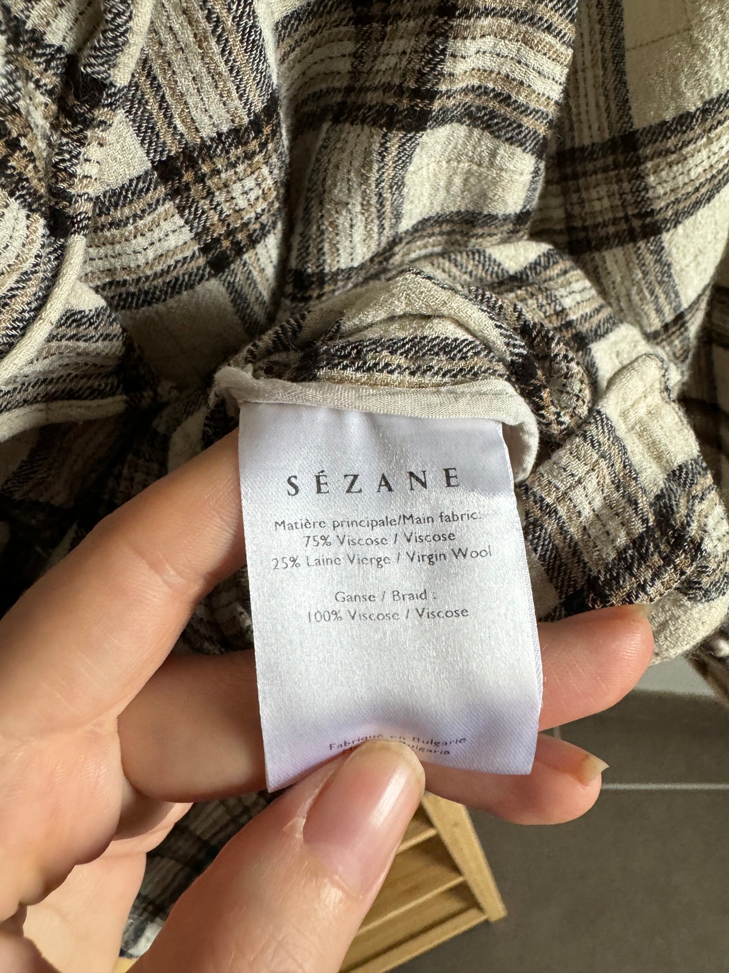 Chemise Sézane carreaux laine Taille 34